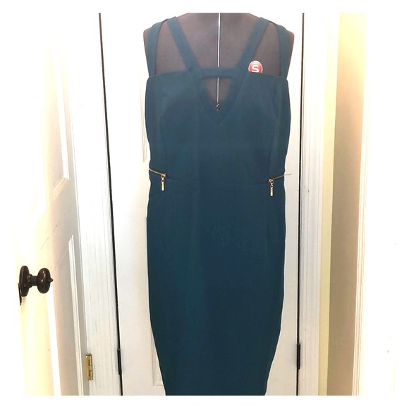 Lane Bryant Dresses & Skirts - Lane Bryant sexy teal dress with gold accents